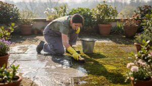 Grünbelag entfernen: Mit diesem einfachen Hausmittel gelingt der Frühjahrsputz auf der Terrasse
